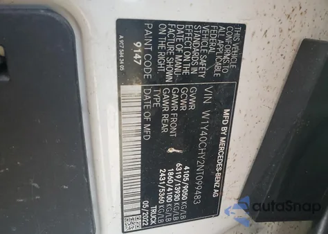 2022 Mercedes-Benz Sprinter 2500 z USA, uszkodzony, nr VIN W1Y40CHY2NT099483